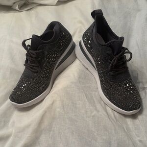 Women's Embellished Grey Slip-On Wedge Sneakers